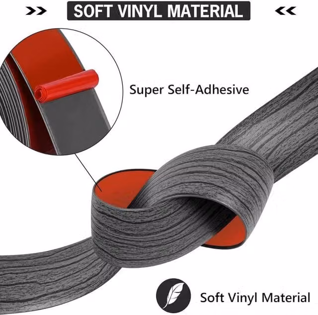 NESTLUNE Self Adhesive Grey PVC Carpet to Tile Floor Transition Strip W: 40 cm, L: 100 cm