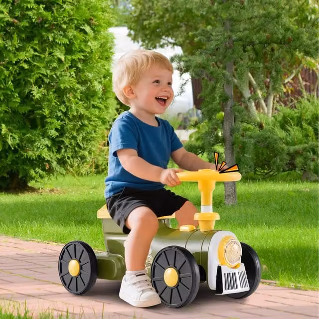 Costway Green Ride on Push Car Toy with Light and Sound Effects