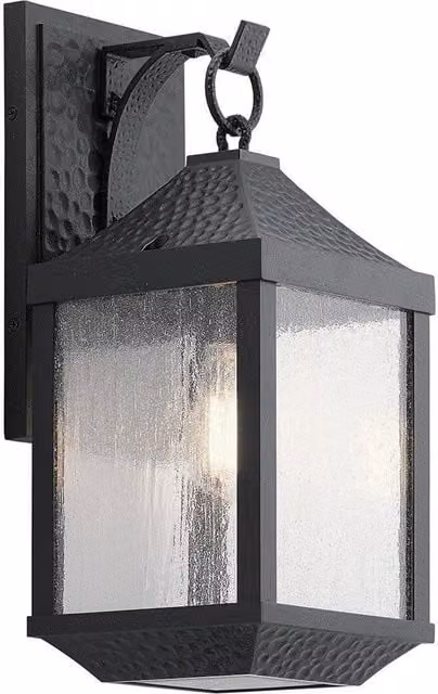 Netlighting Springfield Outdoor Medium Wall Lantern in Distressed Black with Transparent Glass and E27 Socket, IP44 Rated – 1