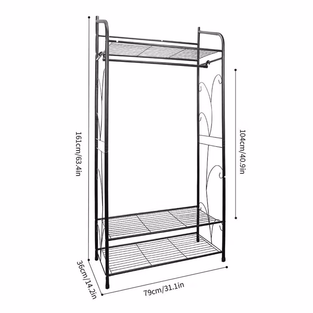 KORVIXA Heavy Duty Metal Clothes Rail in Matt Black, H: 161 cm x W: 79 cm x D: 50 cm – 2