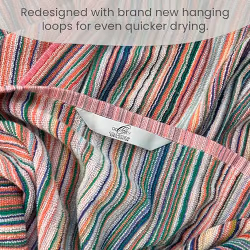 Odyssey 6 x Recycled Cotton Hand Towel Set, Multicolour Striped, 400GSM, W: 50 cm x H: 80 cm – 5