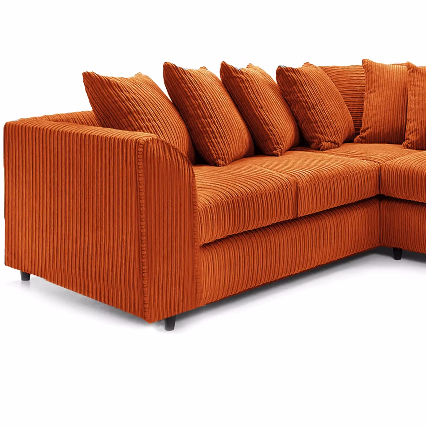 Furnishings For Less UK Ferguson 5 Seater L-Shaped Corner Sofa in Orange Jumbo Cord Fabric with Scatter Back – 2