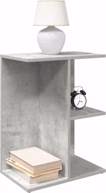 Berkfield Home Bedside Table in Concrete Grey, W: 46.5 cm, D: 29 cm, H: 61 cm