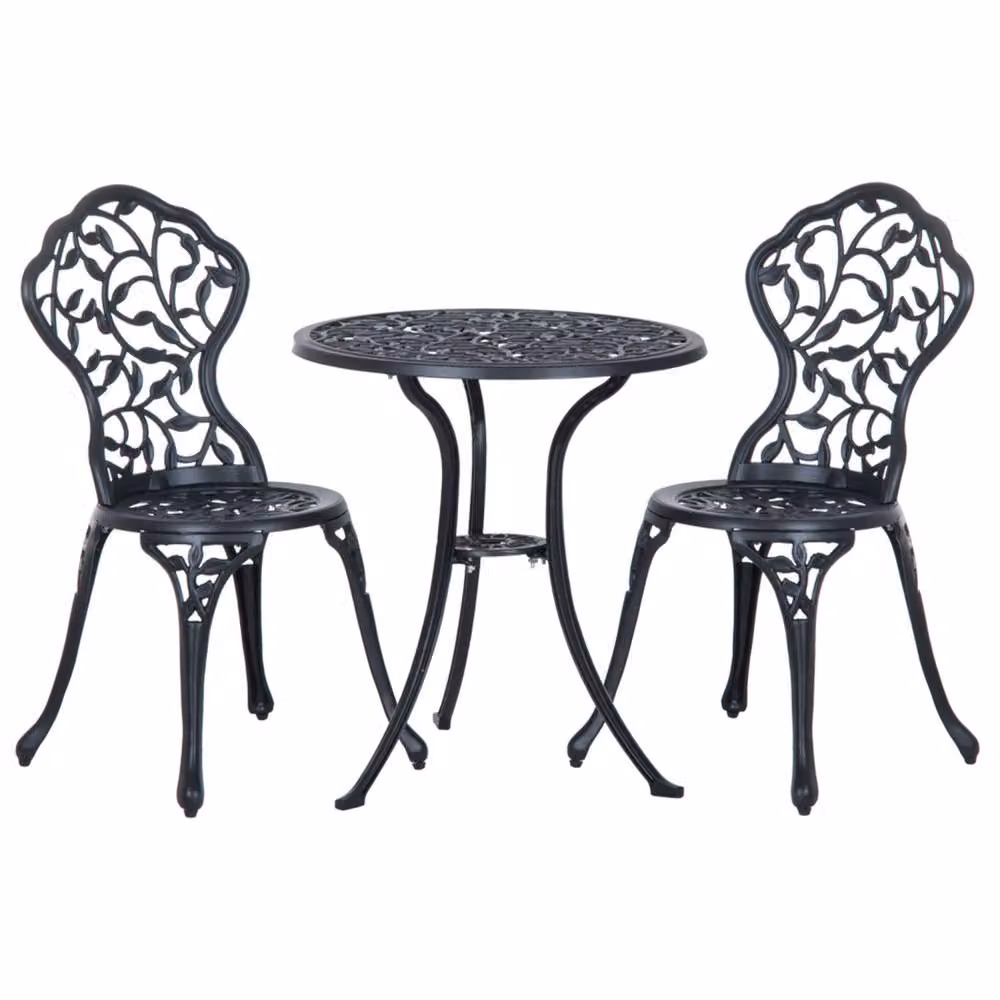 Wyld Haus Kanesu 3 Piece Antique Black Aluminium Bistro Set – 2