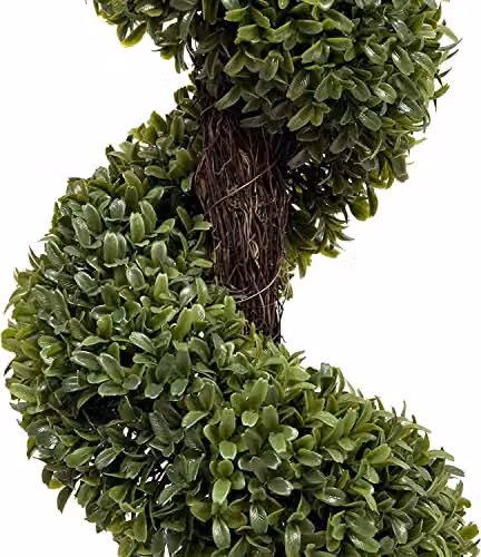 GreenBrokers Set of 2 Artificial Premium Quality Topiary Boxwood Spiral Trees in Black Pots, Green, Height: 120 cm – 3