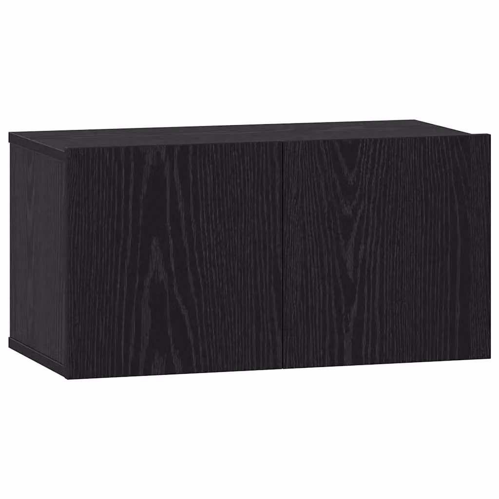 Berkfield Home 4-Piece Wall-Mounted TV Cabinet Set with Shelves and Doors in Black Oak, W/D/H: 60 x 30 x 30 cm – 3