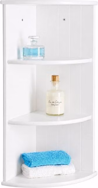 SPOT ON DEALZ 3 Tier White Wooden Wall Mounted Corner Shelf Storage Unit