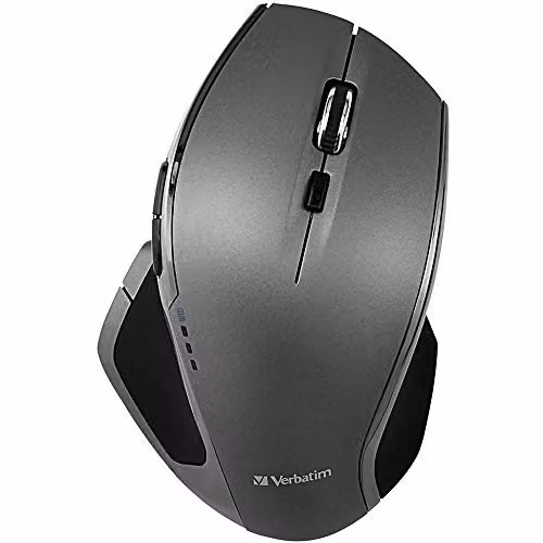 Verbatim Wireless Optical Mouse with Blue LED Lens, 2.4 GHz, Nano Receiver and 8 Buttons, Grey