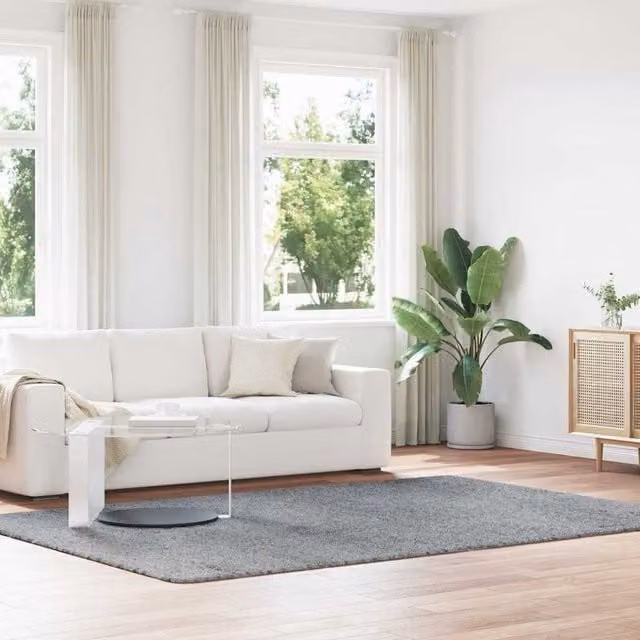 Berkfield Home NAVARRA Shaggy High Pile Rug, Silver Grey, W: 200 cm, D: 290 cm, Polyester