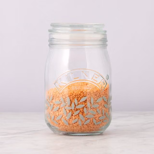 Kilner Botanical Floral Push Top Glass Jar, Transparent, 1 l