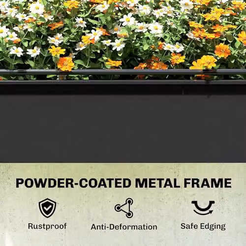 Outsunny Raised Garden Bed with Flip-Top Cover in Black – 7