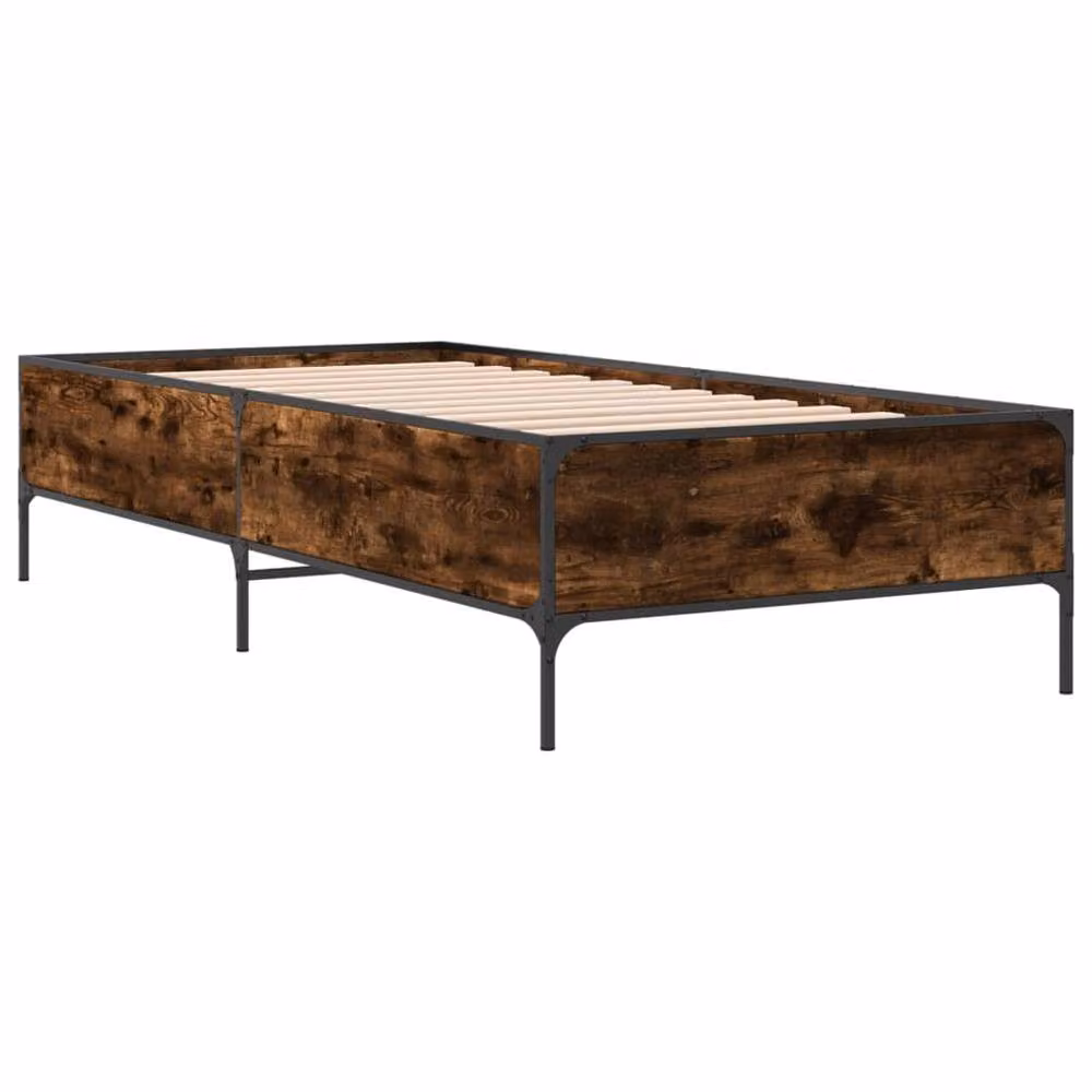 Berkfield Home Single Bed Frame in Smoked Oak Brown, W/D/H: 90 x 190 cm – 3