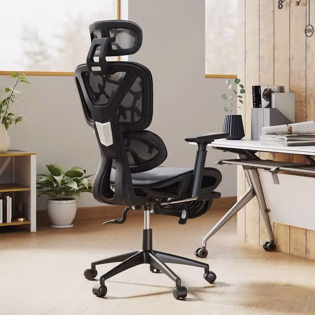 Costway Black Mesh Executive Office Chair with Headrest and Armrests – 1