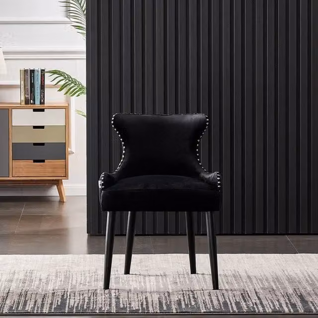 Life Interiors Set of 4 Oxford LUX Velvet Dining Chairs in Black