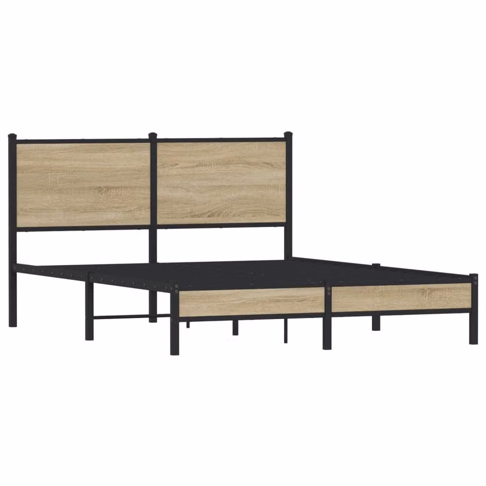 Berkfield Home Metal Bed Frame in Sonoma Oak Brown, W/D/H: 140 x 200 cm – 3