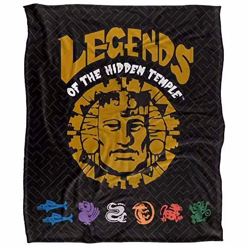 LOGOVISION Legends of The Hidden Temple Logo and Teams Super Soft Fleece Throw Blanket, White, W/D/H: 152 x 127 cm