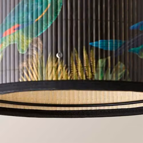 ValueLights Daintree Bamboo Cylinder Drum Lamp Shade in Black and Brown Multicolour, Diameter: 25 cm – 5