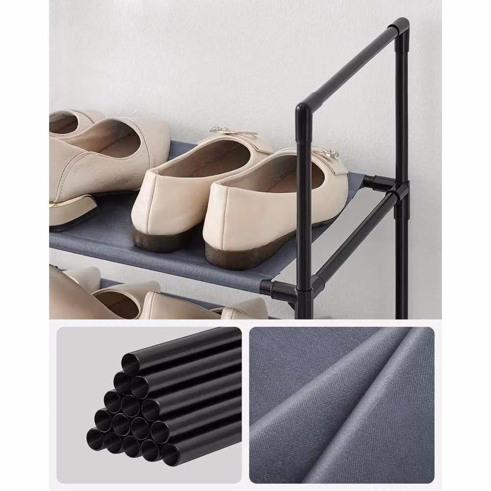 KORVIXA 10-Tier Metal Shoe Rack in Black, W: 100 cm, H: 173 cm, D: 33 cm – 3