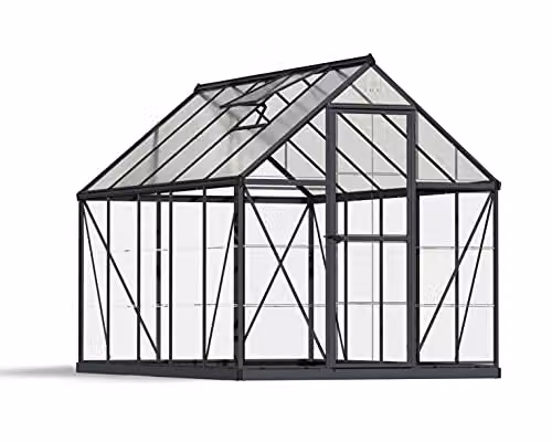 Palram Hybrid Polycarbonate Greenhouse in Grey, W: 185 cm, H: 208 cm