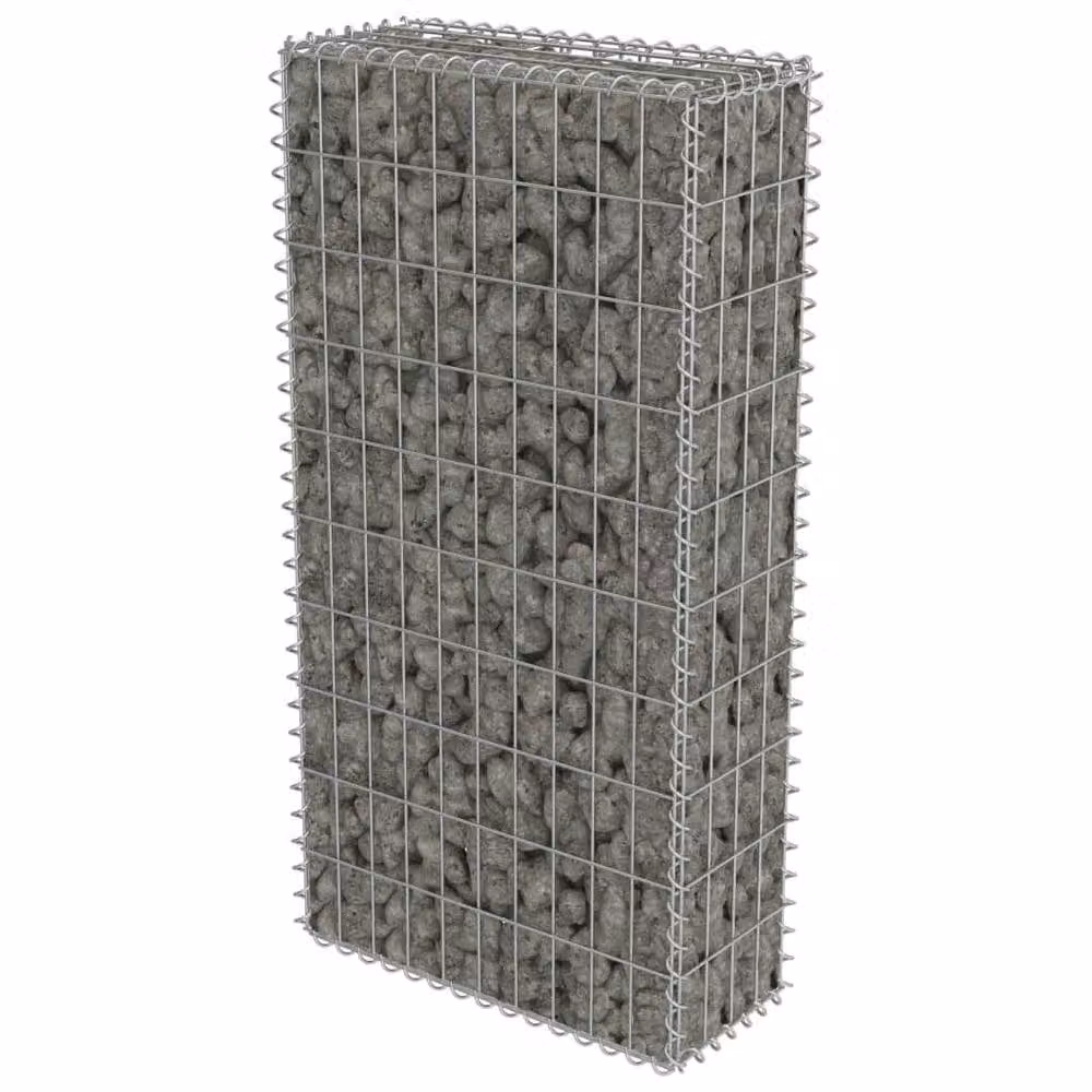 Berkfield Home Galvanised Steel Gabion Fence with Covers in Silver, W/D/H: 50 x 20 x 100 cm – 2