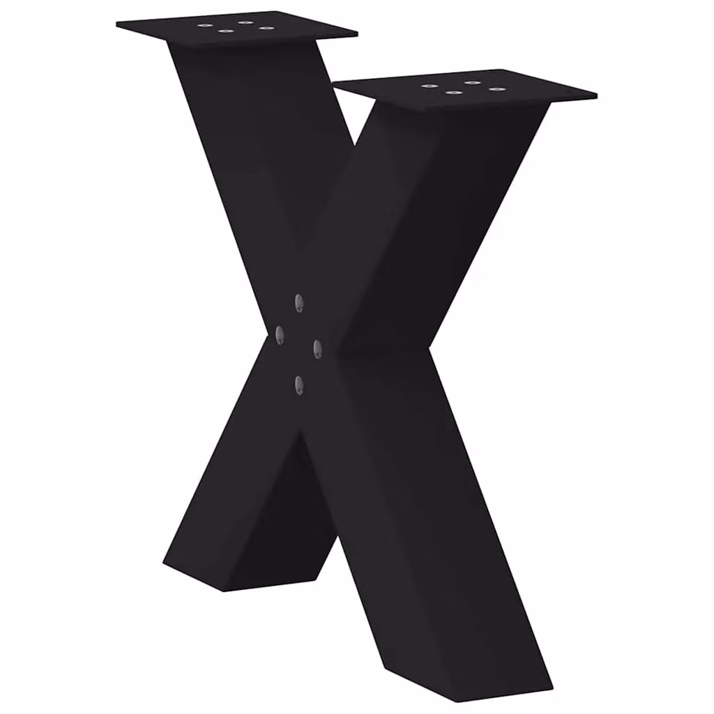 Berkfield Home X-Shaped Coffee Table Legs, 2 Piece Set, Black Matt Steel, H: 60 cm, W: 42.5 cm, D: 42.5 cm – 3
