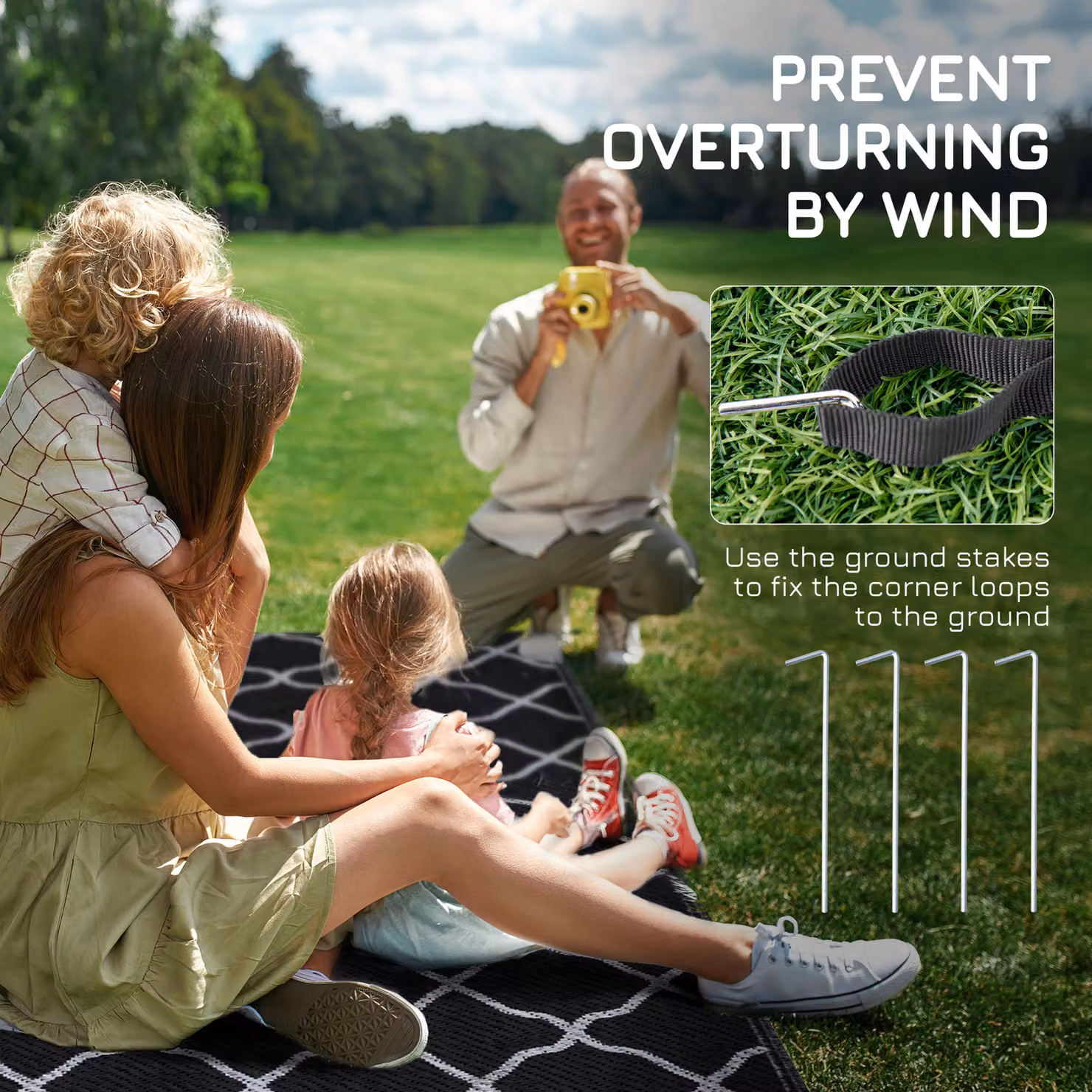 Outsunny Reversible Plastic Straw Outdoor Rug with Carry Bag and Ground Stakes, W/D/H: 182 x 274 cm – 8