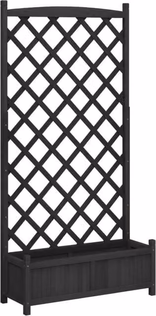 Berkfield Home Black Solid Wood Fir Planter with Trellis