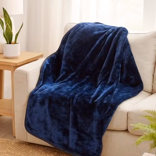 Voltico Faux Mink Throw Blanket, Blue, W/D/H: 150 x 200 cm