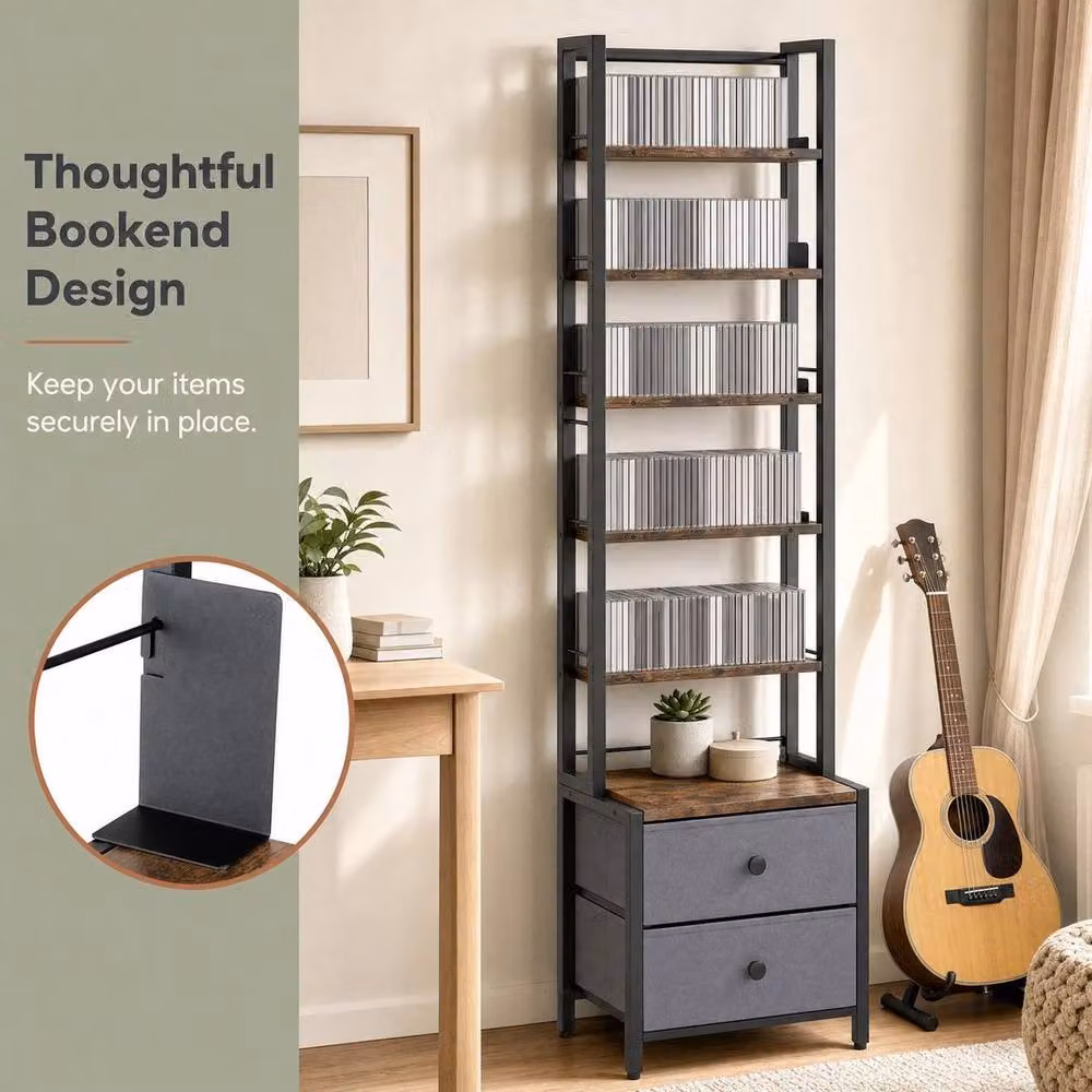 Kelvenix 5-Tier Industrial Media Storage Cabinet in Brown – 5
