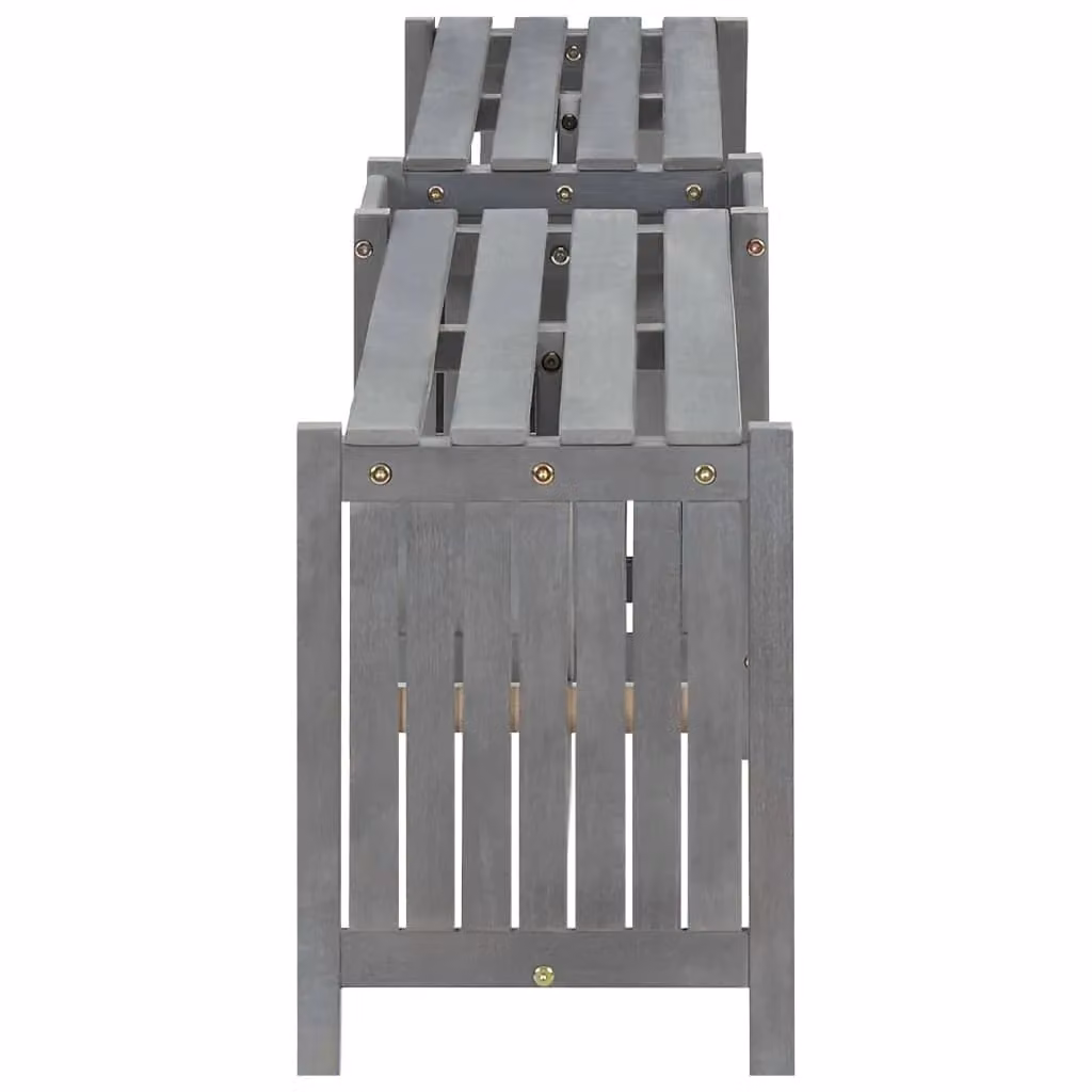 Berkfield Home Garden Corner Bench with Planter in Grey Solid Acacia Wood, Width: 117 cm – 3