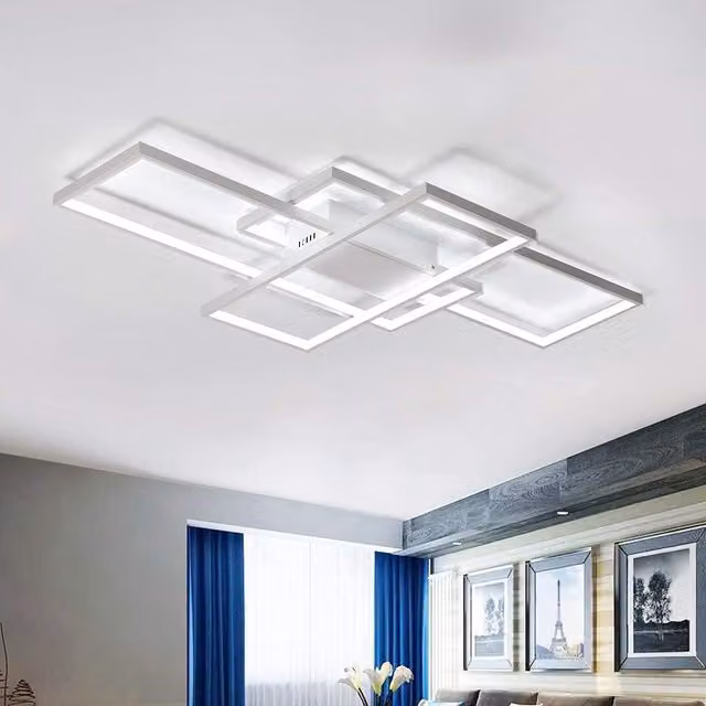Garwarm Modern White LED Ceiling Light with 3 Square Designs, 75W Warm White
