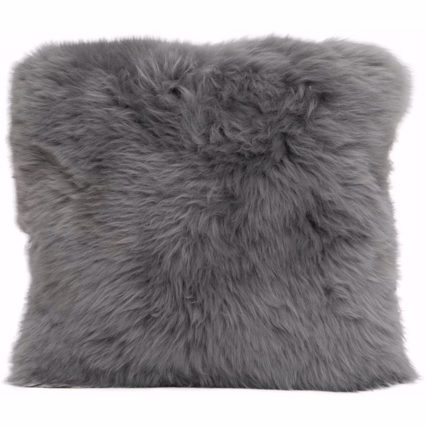Native Natural Grey Square Natural Sheepskin Cushion with Velvet Wool – 3