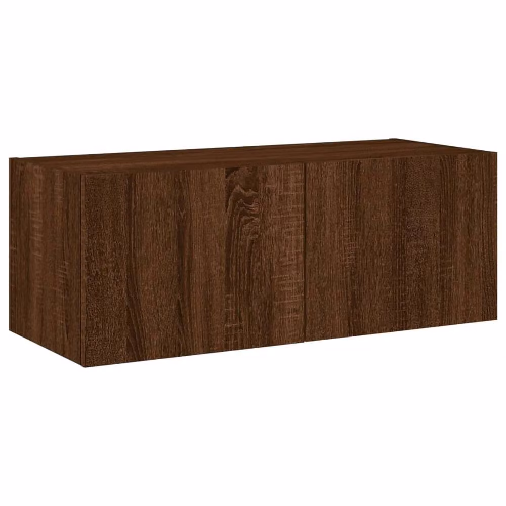 Berkfield Home Modern Wall Mounted TV Cabinet with Integrated LED Lights in Brown Oak, W/D/H: 80 x 35 x 31 cm – 7
