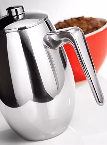 Judge 8 Cup Double Walled Cafetiere, 900ml, Metallic Silver – 4
