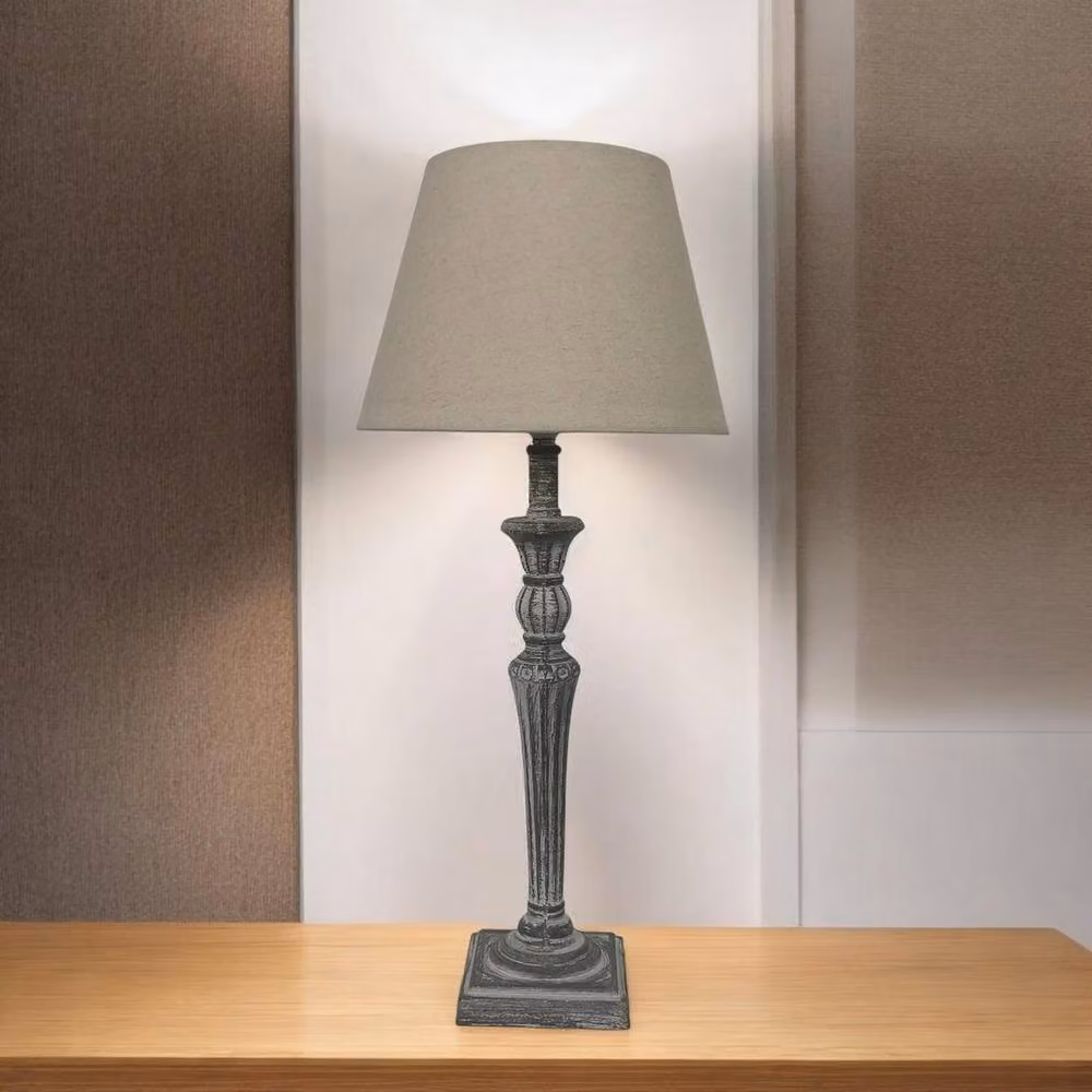 Minster Lamp and Shade in Grey, W/D/H: 12 x 12 x 58 cm – 4