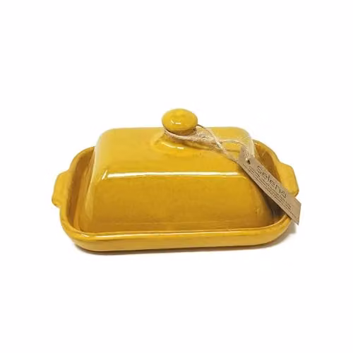 Verano Spanish Ceramics Selena Glazed Hand Dipped Ceramic Butter Dish, Yellow, W: 13 cm, L: 20 cm, H: 4.5 cm – 2
