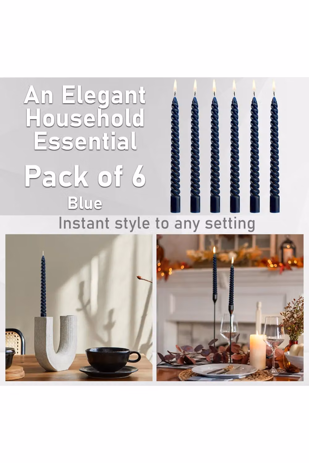 Deco Express Blue Twisted Candles, Pack of 6 – 2