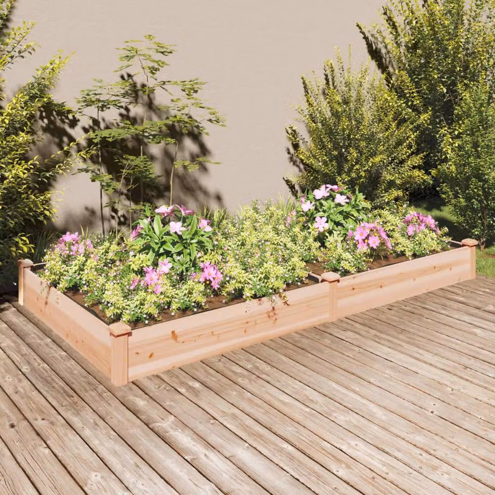 Berkfield Home Garden Raised Bed with Liner in Light Brown Solid Wood, W: 240 cm, D: 120 cm, H: 25 cm – 2