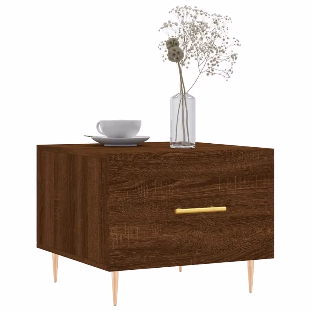 Berkfield Home Set of 2 Brown Oak Coffee Tables, W/D/H: 50 x 50 x 40 cm – 3