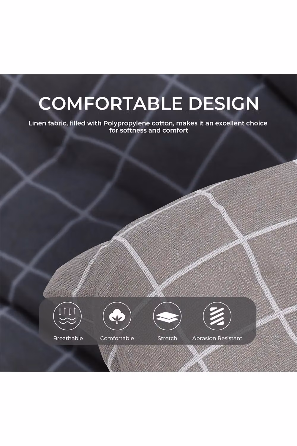 Living and Home Grey Plaid Print Button Tufted Beach Chair Seat Cushion, W: 40 cm, L: 110 cm – 4
