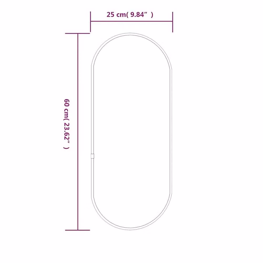 Berkfield Home Oval Wall Mirror in Silver, W: 60 cm, H: 25 cm – 3