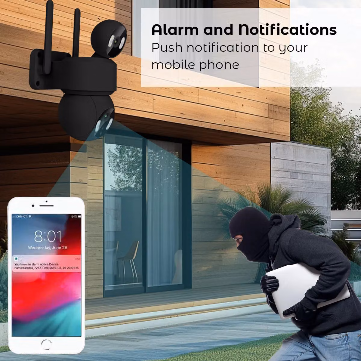 ENER-J Smart Wi-Fi Dual Lens Outdoor Dome IP Camera with Black Housing and IP65 Rating – 3