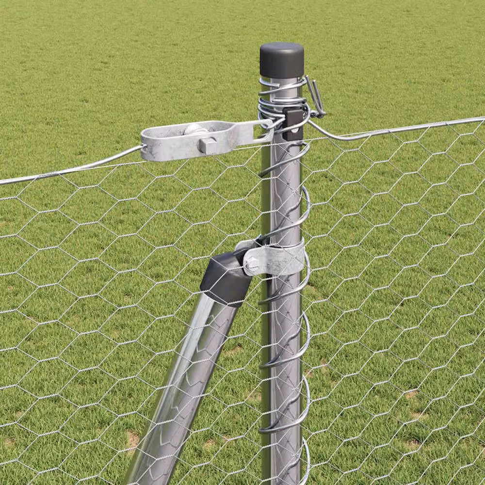 Berkfield Home Hexagon Fence in Silver Galvanised Steel, H: 160 cm x W: 25 m – 3