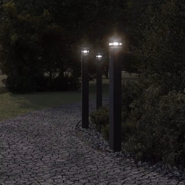 Berkfield Home Black Aluminium Outdoor Floor Lamp with Motion Sensor and Timer, Height: 110 cm