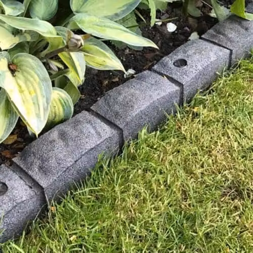 Primrose Pack of 2 Grey Roman Stone Effect Recycled Rubber Garden Edging Brick Design 2.4m – 1