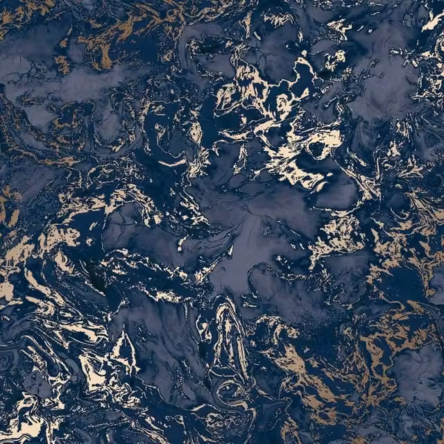 I Love Wallpaper Abstract Liquid Marble Wallpaper in Blue and Bronze