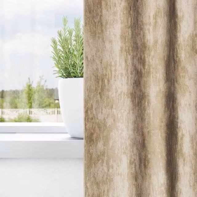 Berkfield Home Velvet Eyelet Curtains, 2 Pack, Beige, H 175 x W 140 cm – 1