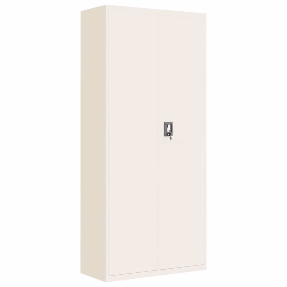 Berkfield Home White Steel File Cabinet with Hinged Doors and Adjustable Shelves, W/D/H: 90 x 40 x 240 cm
