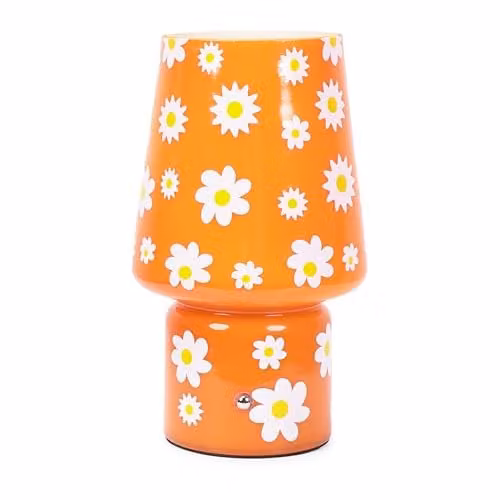 ValueLights Hanya Glass Rechargeable LED Portable Touch Table Lamp in Yellow and Orange
