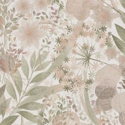 Erismann Secret Grove Pink and Green Botanical Floral Vinyl Textured Wallpaper